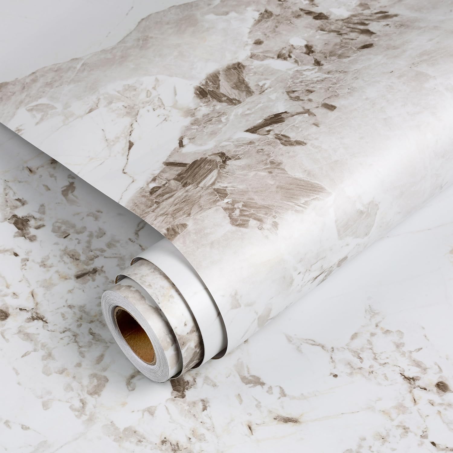 YENHOME 30X118 Removable Marble Countertop Contact Paper Waterproof Brown Marble Contact Paper for Countertops Self Adhesive Vinyl Wallpaper for Bathroom Kitchen Backsplash Wrap Vinyl Wall Covering